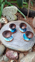 KAVARA WoodArt Ocean Coconut Bowl Holder - Full Ocean Resin Design