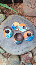 KAVARA WoodArt Ocean Coconut Bowl Holders - Half Ocean Design (includes coconut bowl)